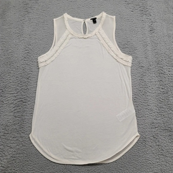 J. Crew Shirt‎ Womens XS Ivory Silk Tank Sleeveless Beach Summer Lightweight - Picture 1 of 13